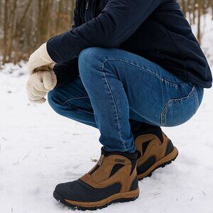 Khombu 10 Boots Men's Outdoor Snow Slip-on Zipper Winter Work Shoes Waterproof
